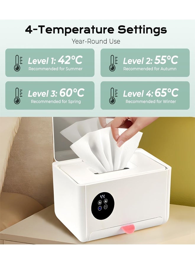 بيوينتي مدفئ مناديل الأطفال وجهاز توزيع المناديل المبللة مع مدفئ للأقنعة، مزود بتحكم ذكي دقيق في درجة الحرارة، سعة كبيرة، شاشة لمس بشاشة عرض LED، تسخين متساوٍ، تشغيل هادئ لغرف الأطفال والسفر - Image 2